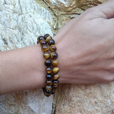 Kit com 2 Pulseiras de Pedra Naturais -  Olho de Tigre