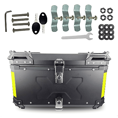 Baú 65L Aluminio Prata Bauleto Bagageiro Universal 2 capacetes Com suporte