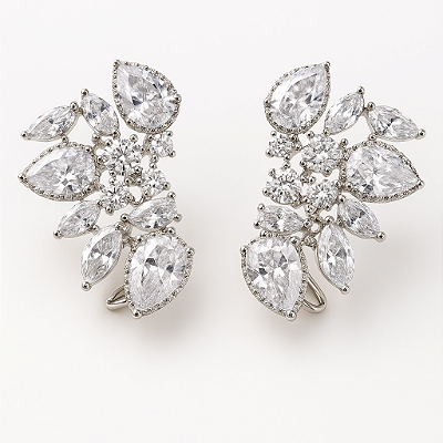 Brinco Zircônias Karla - earcuff para Noiva com zircônias