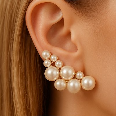 Brinco earcuff pérolas Noiva Jasmin