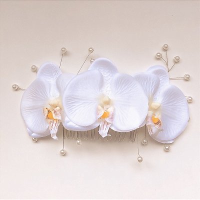 Pente trio orquidario com perolas