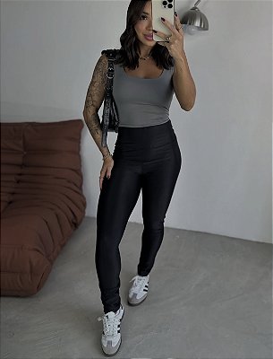Calça legging flanelada peluciada térmica Preta