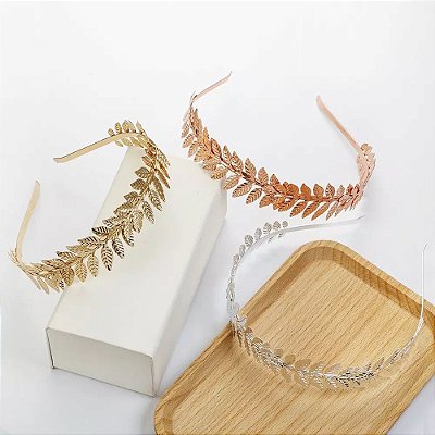 Arco grego - Tiara com Folhas em metal