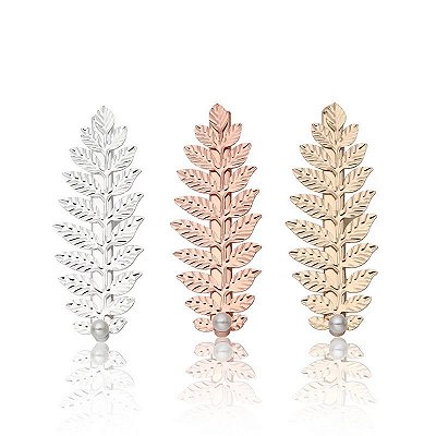 Presilha de folhas com pérola