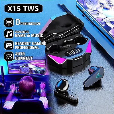 Fone De Ouvido Sem Fio X15 TWS, Fone De Ouvido Bluetooth, Fone De Baixa Latência