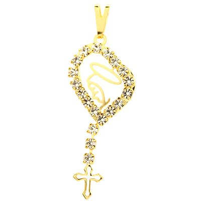 Pingente Terço Nossa Senhora Folheado ouro 18k