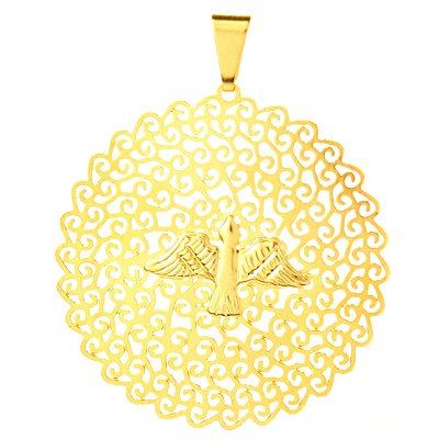 Pingente Medalha Divino Espírito Santo Folheado Ouro 18k