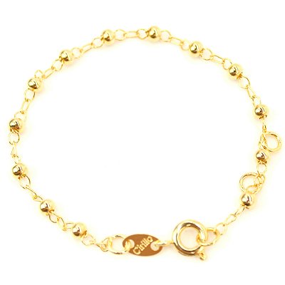 Pulseira Infantil Bolinha 14 cm Folheado Ouro 18k