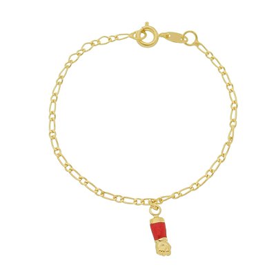 Pulseira figa vermelha folheada a ouro 18k antialergico