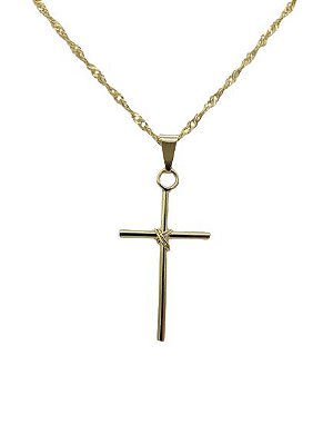 Corrente Cingapura 50 cm e Cruz Folheado Ouro 18k Cirillo
