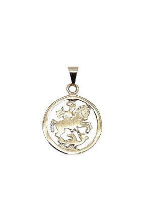Pingente Medalha São Jorge Folheado Ouro 18k