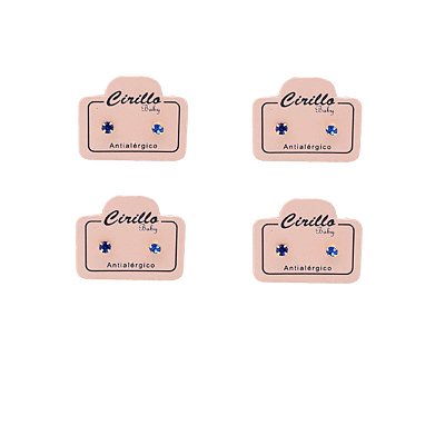 Brinco 4 Pares Infantil pedrinhas 3mm Cirillo Banhado Ouro Antialérgico