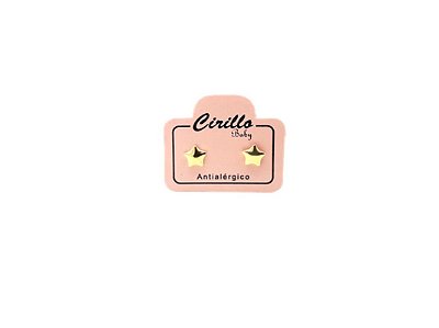 Brinco Folheado Ouro 18k Antialergico Estrela 5mm Tarraxa Baby (3 PARES atacado)