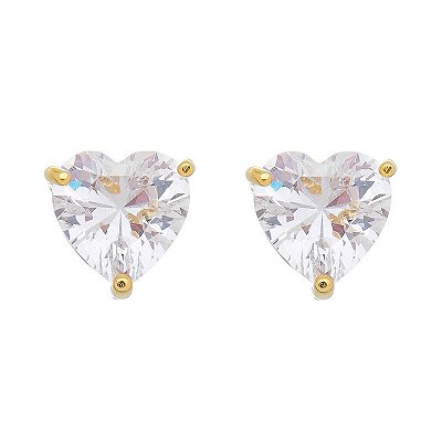 Brinco Zircônia 1cm Coração 3089 Folheado Ouro 18k