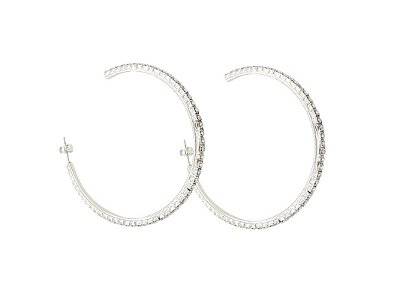 Brinco Argola 4cm Zircônia 3093 Banho de Ródio Antialérgico