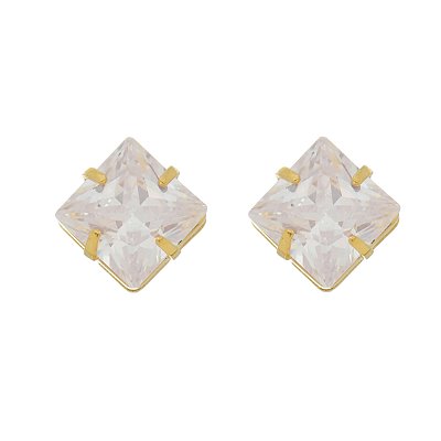 Brinco Zircônia 10x10 Banhado 3094 Antialérgico