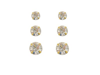 Trio Brinco Crystal 3 pares Folheado Ouro 18k Antialérgico