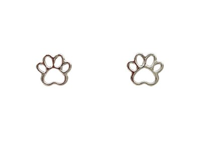 Brinco Patinha Cachorro 3110 Banho Ouro Branco Tarraxa Baby