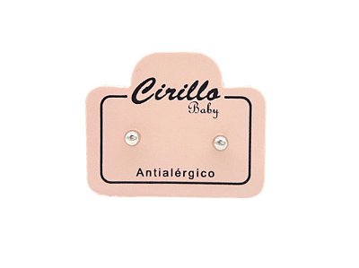 Brinco Infantil Bola 2,5mm Banho Ródio Tarraxa Baby