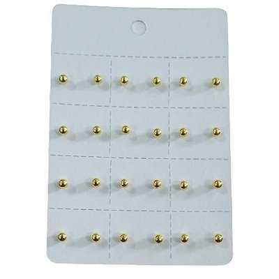 Brincos Bola 3mm Folheados ouro 18k 1095 Infantil