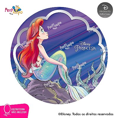 Painel Decorativo Redondo-Pequena Sereia-Ariel 30 anos-1,45D