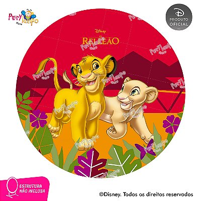 Painel Decorativo Redondo - O Rei Leão SImba e Nala - 1,45D-