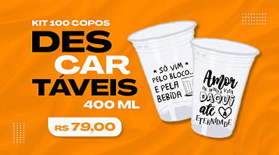 Kit 100 Copos Descartáveis de 400ml