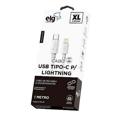 Cabo Tipo-C ELG para Lightning de Recarga 1 ano de garantia