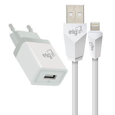 Kit Carregador Parede ELG USB Lightnin para iphone 1 ano garantia