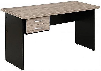 MESA RETANGULAR 1200X600 COM 02 GAVETAS IZZI NOGAL/PRETO