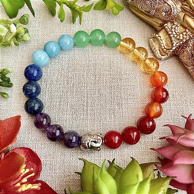 Pulseira de Pedras Naturais Poder dos Chakras - Alinhamento Energético e Equilíbrio dos 7 Principais Chakras
