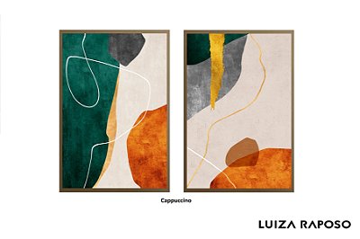 Abstratos Orgânicos em tons quentes e verde ref.014