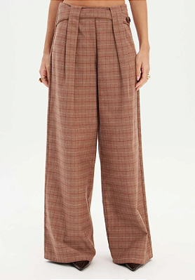 Calça Wide Leg Xadrez