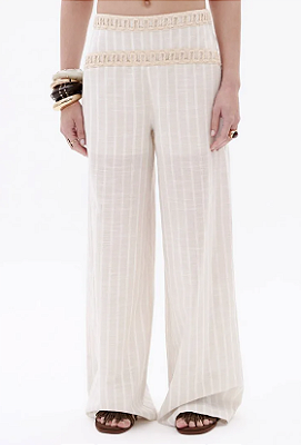 Calça Wide Leg Cintura Média