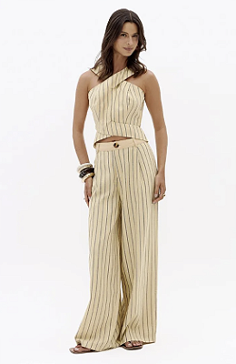 Calça Wide Leg Cintura Média