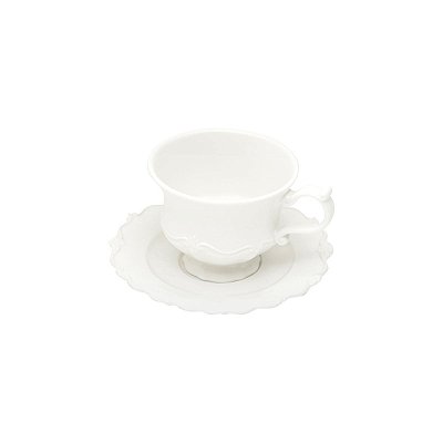 Xícara Chá Porcelana com Pires Fancy Branco 200ml 17273A
