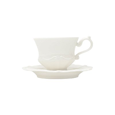Xícara Café Porcelana com Pires Fancy Branco 90ml 17274A