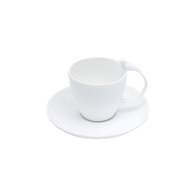 Jogo 6 Xícaras Chá com Pires 200ml Porcelana Birds Branco 17237