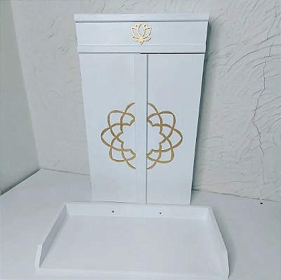 Oratório Gohonzon Especial - Branco Lótus SGI dourada