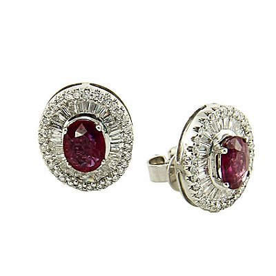 Brinco Pizza Rubi c/  Diamantes  -  cod 07045149