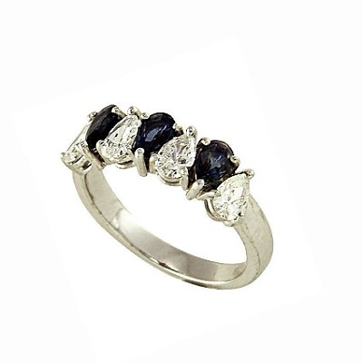 Anel em Ouro-Safira  c/ Diamantes   -   cod 09045076