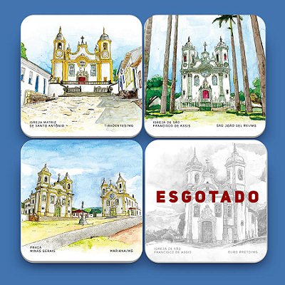 Kit 4 Porta Copos - Cidades Históricas