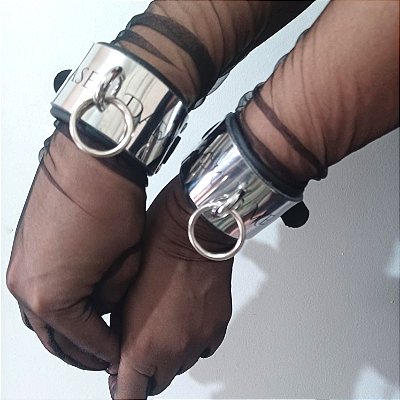 Algemas personalizadas em aço inox e couro natural