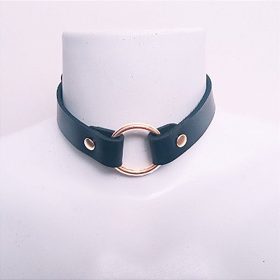 Choker Ring em Couro Legitimo