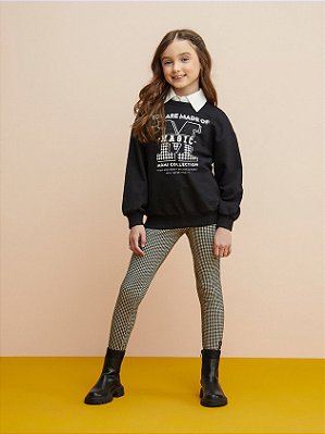 Conjunto casaco preto e legging momi