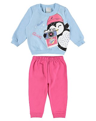 Conjunto click azul moletom Malwee Kids - 1000105380