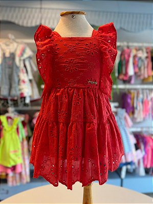 Vestido Infantil de Laise Vermelho Momim j4667