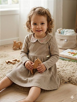 VESTIDO MANGA LONGA MALHA CROCHÊ COM BORDADO