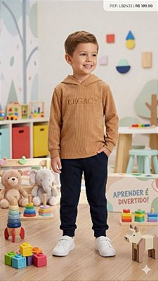 Conjunto Infantil Menino Com Calça E Blusão Com Capuz A8047
