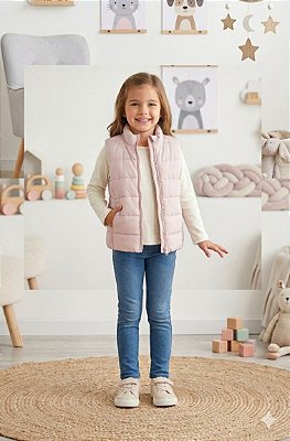 Colete Infantil Puffer Rosa Claro - ref 2370029